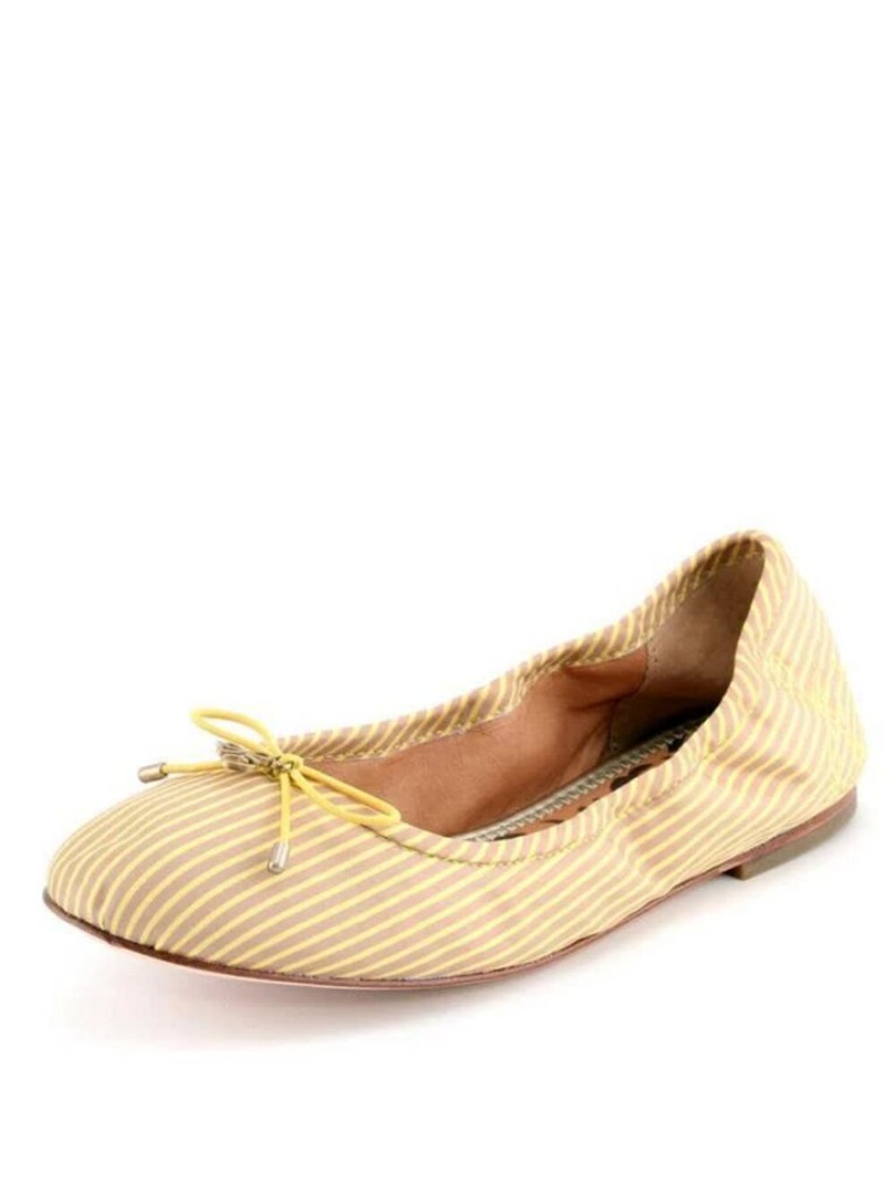 Sam Edelman Felicia Citron Yellow Pinstripe Ballet Flats Bow Womens 6